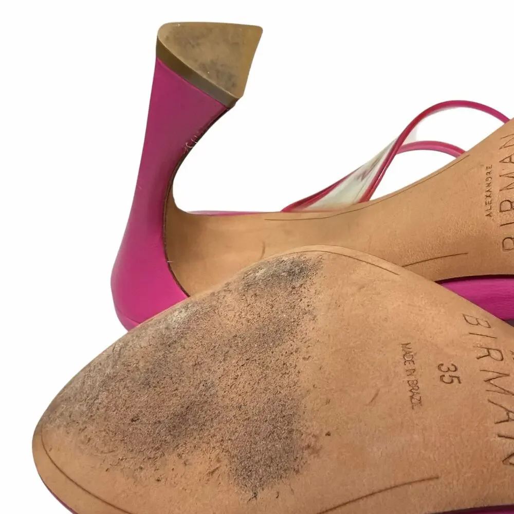 Alexandre Birman Joanna Sandal‎ Womens 5 Pink Leather PVC Mules Barbiecore Chic